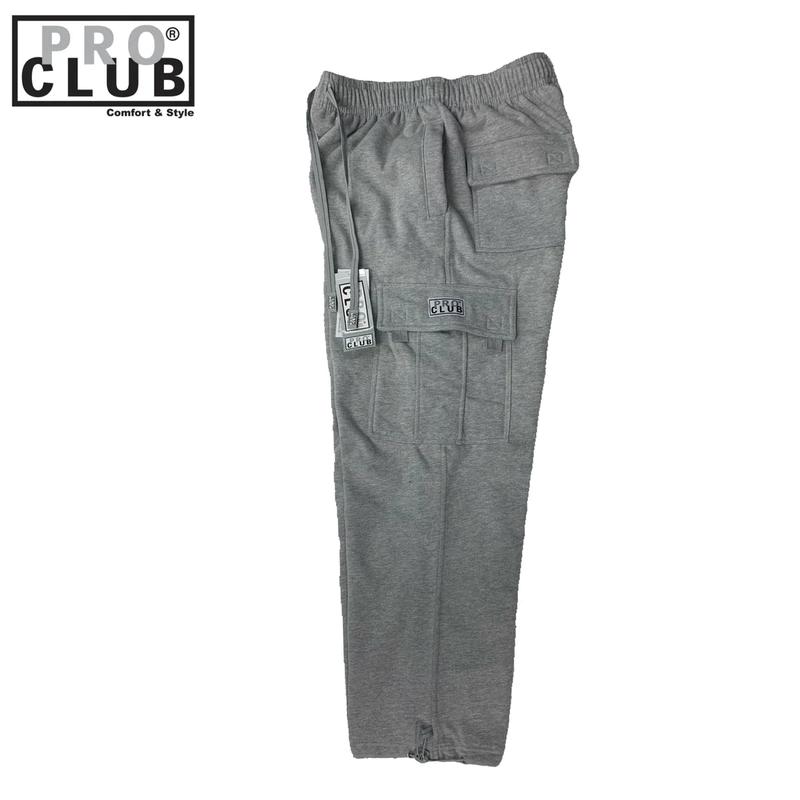 Pro Club Men's Cargo Sweatpants Cotton Casual Menswear Pocket Beige