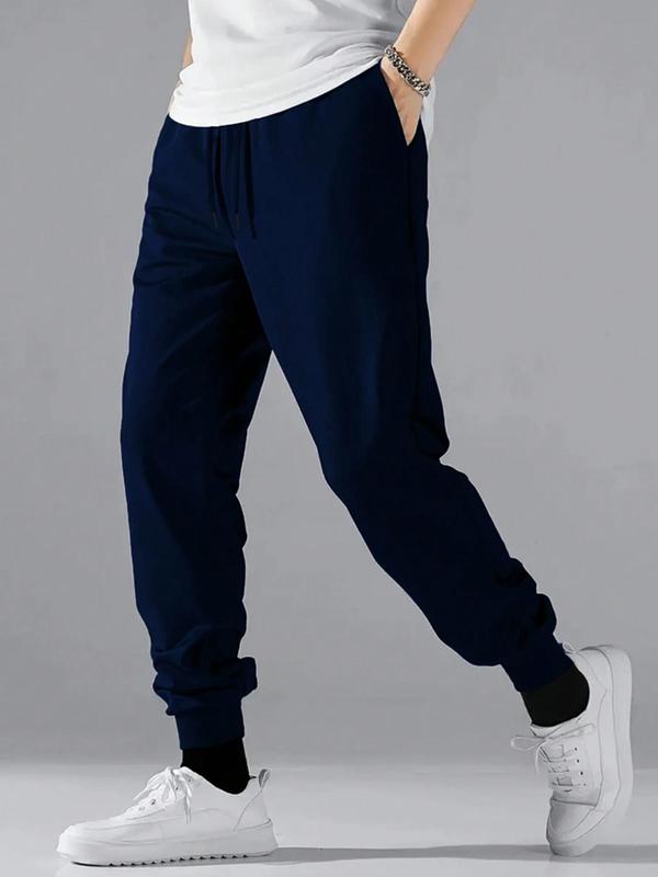 Men's Solid Drawstring Waist Sweatpants, Casual Regular Fit Pocket Jogger Pants for Spring & Fall, Fashion Men's Bottoms for Daily Wear, Fall Outfits, Fallfreshness