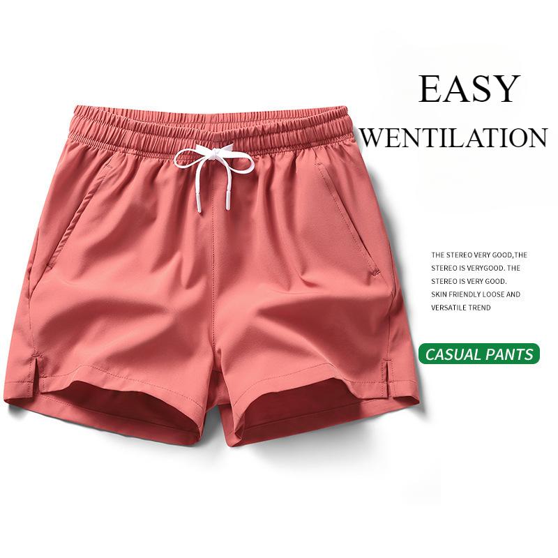 Men's Solid Drawstring Waist Split Hem Shorts, Casual Breathable Zipper Pocket Shorts for Summer, Men's Bottoms for Daily Wear,  Gym Shorts