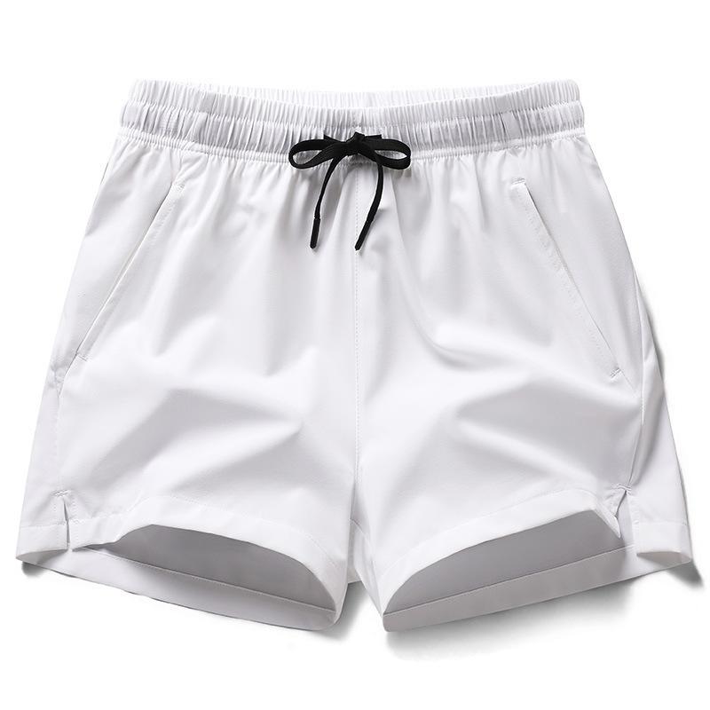 Men's Solid Drawstring Waist Split Hem Shorts, Casual Breathable Zipper Pocket Shorts for Summer, Men's Bottoms for Daily Wear,  Gym Shorts