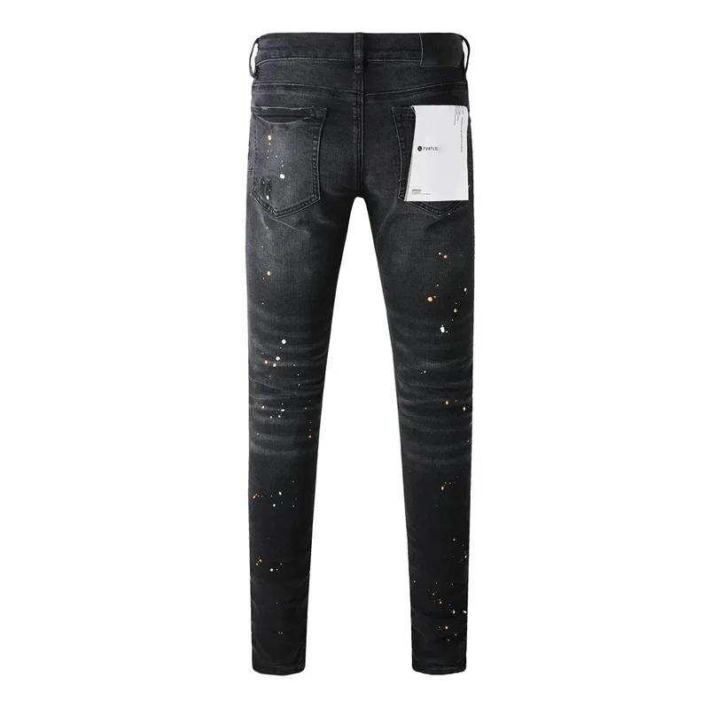 Purple Jeans American High Street Paint Hole Black 9045 2024 New Fashion Trend High Quality Jeans