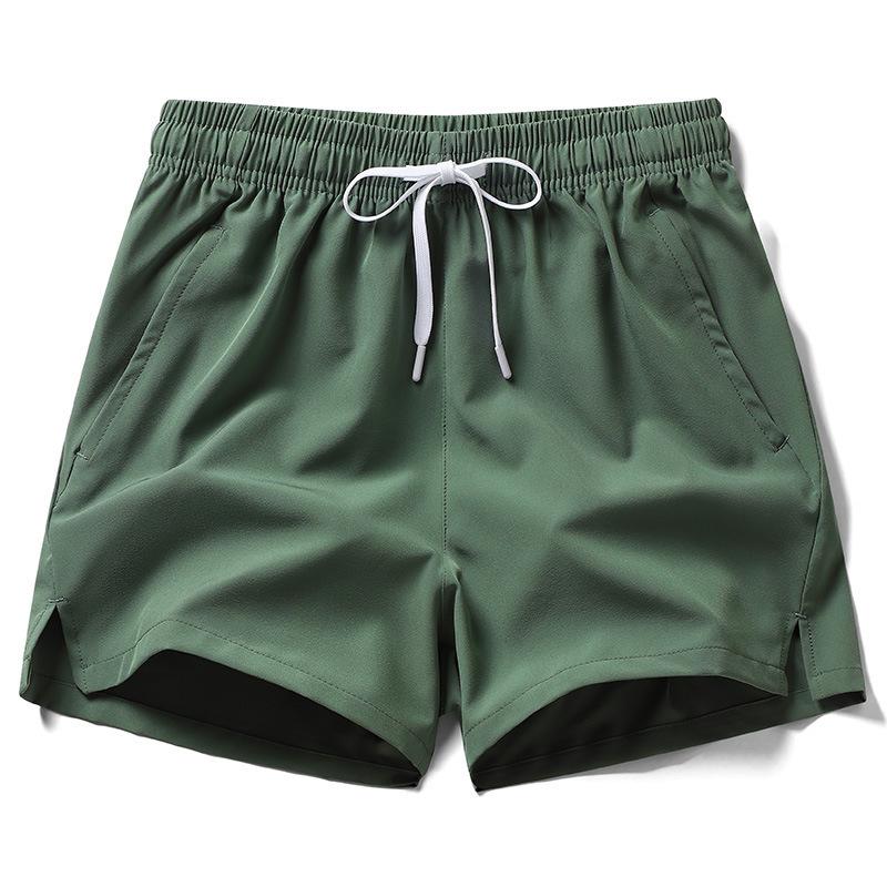 Men's Solid Drawstring Waist Split Hem Shorts, Casual Breathable Zipper Pocket Shorts for Summer, Men's Bottoms for Daily Wear,  Gym Shorts