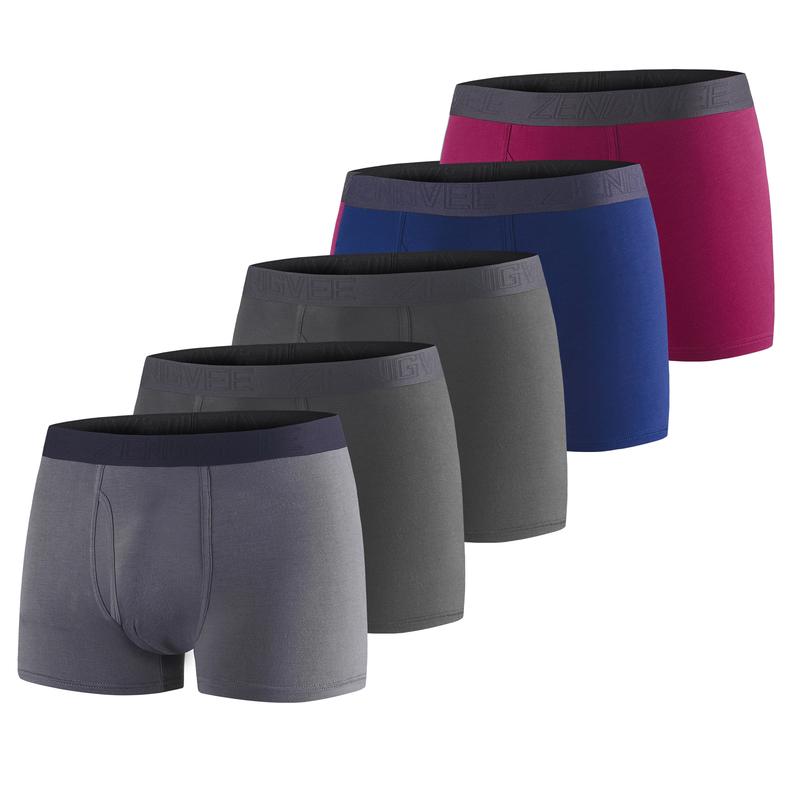 5 Pack Men's Underwear Moisture-Wicking Multipack Breathable Trunks Underwear Boxer Briefs Soft Comfortable Lightweight Fabric Menswear