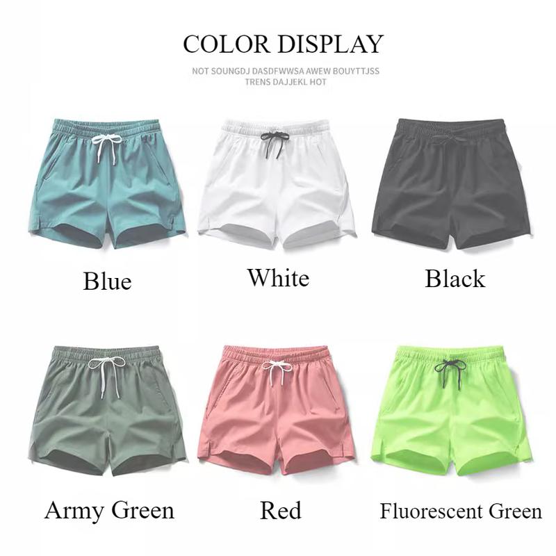 Men's Solid Drawstring Waist Split Hem Shorts, Casual Breathable Zipper Pocket Shorts for Summer, Men's Bottoms for Daily Wear,  Gym Shorts